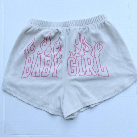 Other - BABY GIRL Womens XS French Terry Beige Pink Casual Pajama Sweat Shorts Sexy